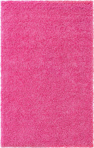 Taffy Pink 5' 3 x 8' Solid Shag Rectangle Area Rug Thick Soft Touch Fluffy & Plush Shaggy Pile