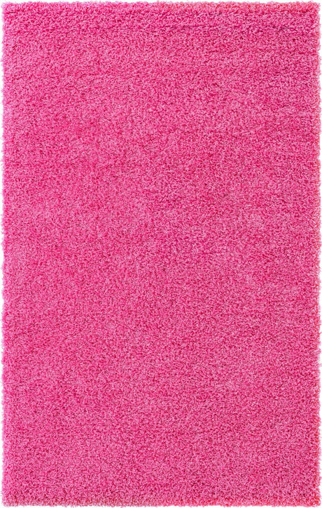 Taffy Pink 5' 1 x 8' Solid Shag Rectangle Rug
