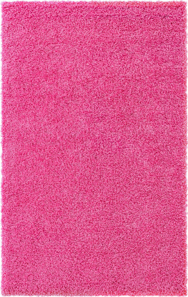 Taffy Pink 5' 3 x 8' Solid Shag Rectangle Area Rug Thick Soft Touch Fluffy & Plush Shaggy Pile