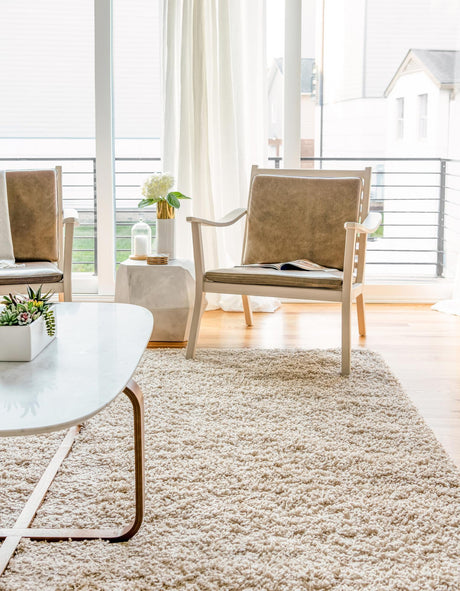 Taupe 5' 3 x 5' 3 Solid Shag Square Area Rug Thick Soft Touch Fluffy & Plush Shaggy Pile Durable Minimalist Carpet for Classic Interior Design for Sale at Rug Engine