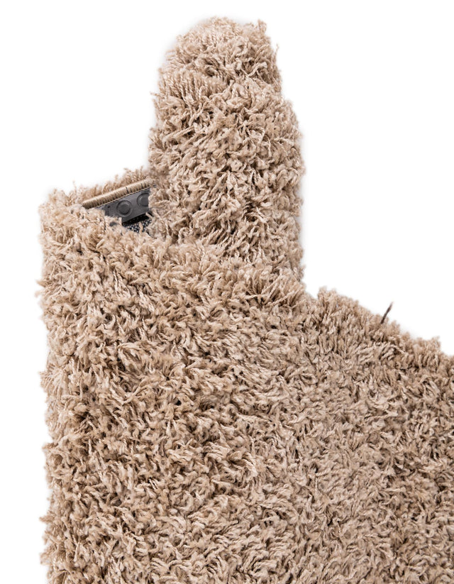 Taupe 3' 1 x 3' 1 Solid Shag Square Area Rug Thick Soft Touch Fluffy & Plush Shaggy Pile