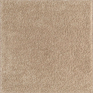 Taupe 7' 10 x 7' 10 Solid Shag Square Area Rug Thick Soft Touch Fluffy & Plush Shaggy Pile