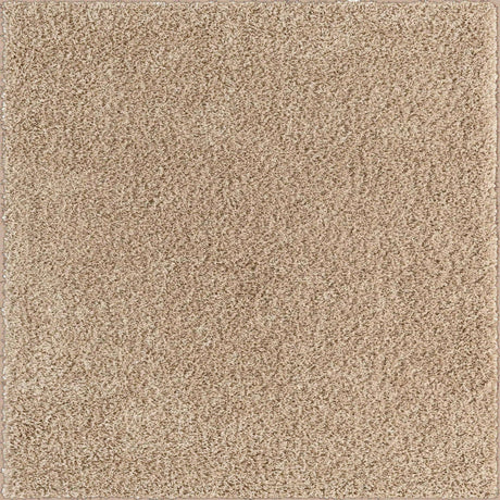 Taupe 7' 10 x 7' 10 Solid Shag Square Area Rug Thick Soft Touch Fluffy & Plush Shaggy Pile