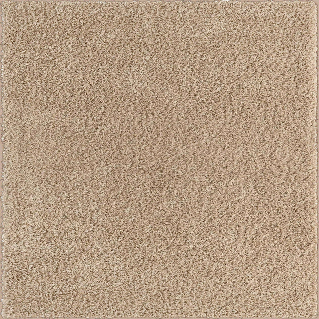 Taupe 7' 10 x 7' 10 Solid Shag Square Area Rug Thick Soft Touch Fluffy & Plush Shaggy Pile