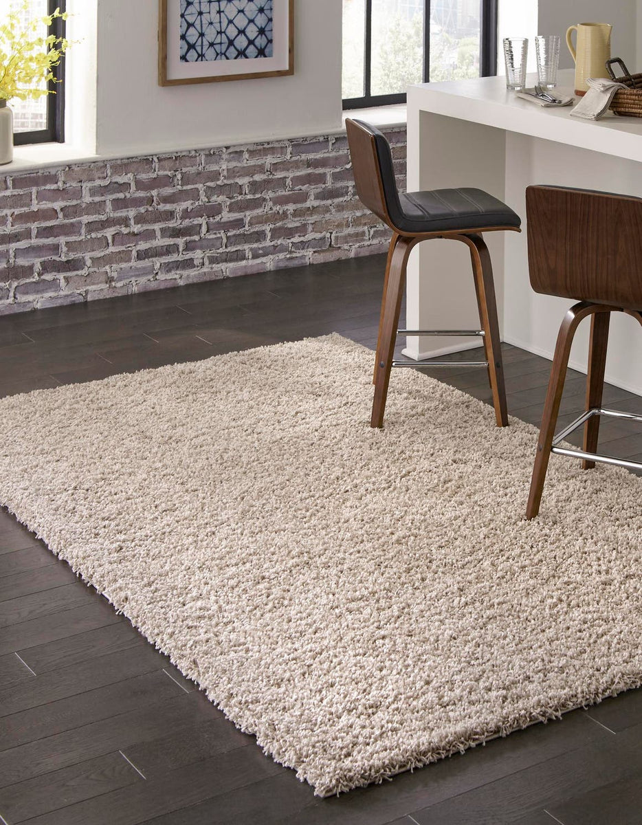 Taupe 10' x 13' 1 Solid Shag Rectangle Area Rug Thick Soft Touch Fluff ...