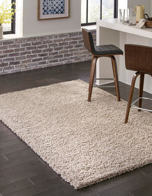 Taupe 5' 3 x 8' Solid Shag Rectangle Rug