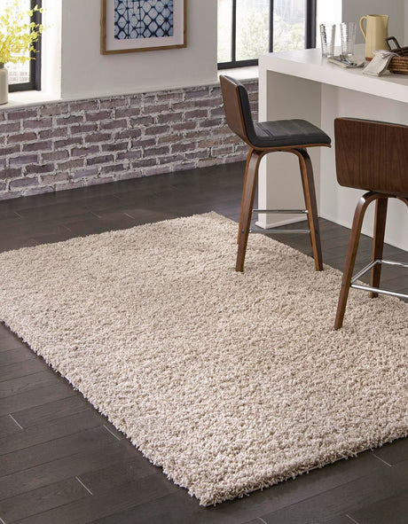Taupe 5' 3 x 8' Solid Shag Rectangle Rug