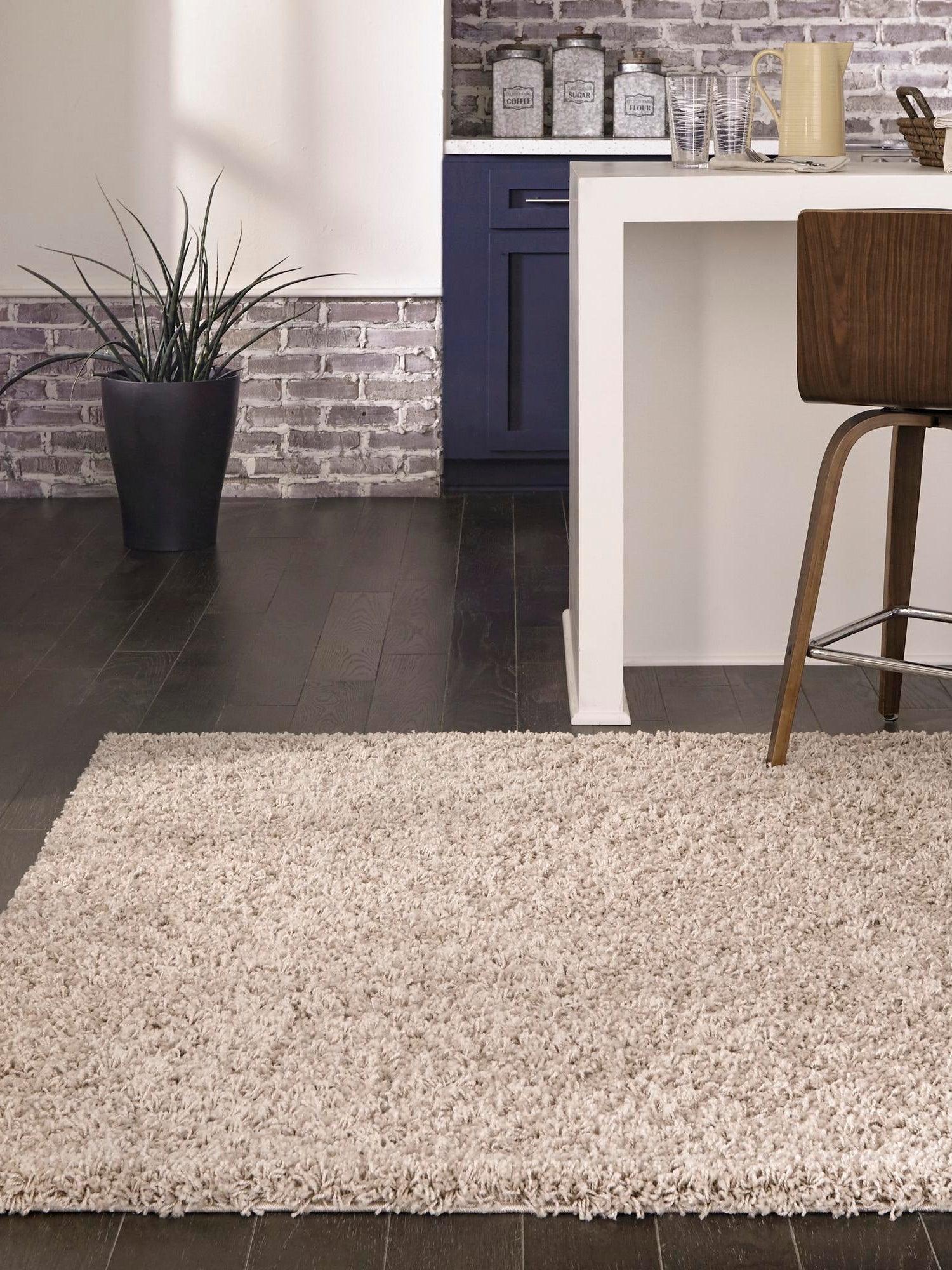 Taupe 7' 10 x 11' Solid Shag Rectangle Area Rug Thick Soft Touch Fluffy & Plush Shaggy Pile Durable Minimalist Carpet for Classic Interior Design for Sale at Rug Engine