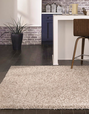 Taupe 5' 3 x 8' Solid Shag Rectangle Rug