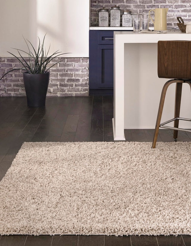 Taupe 5' 3 x 8' Solid Shag Rectangle Rug