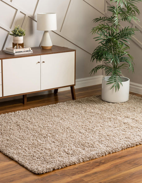 Taupe 7' 10 x 10' Solid Shag Rectangle Area Rug Thick Soft Touch Fluffy & Plush Shaggy Pile Discounted Clearance Final Sale Durable Minimalist Carpet for Classic Interior Design for Sale at Rug Engine