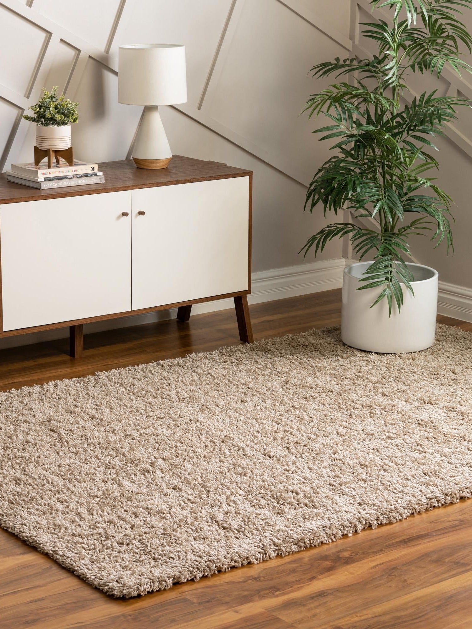 Taupe 10' x 13' 1 Solid Shag Rectangle Area Rug Thick Soft Touch Fluffy & Plush Shaggy Pile