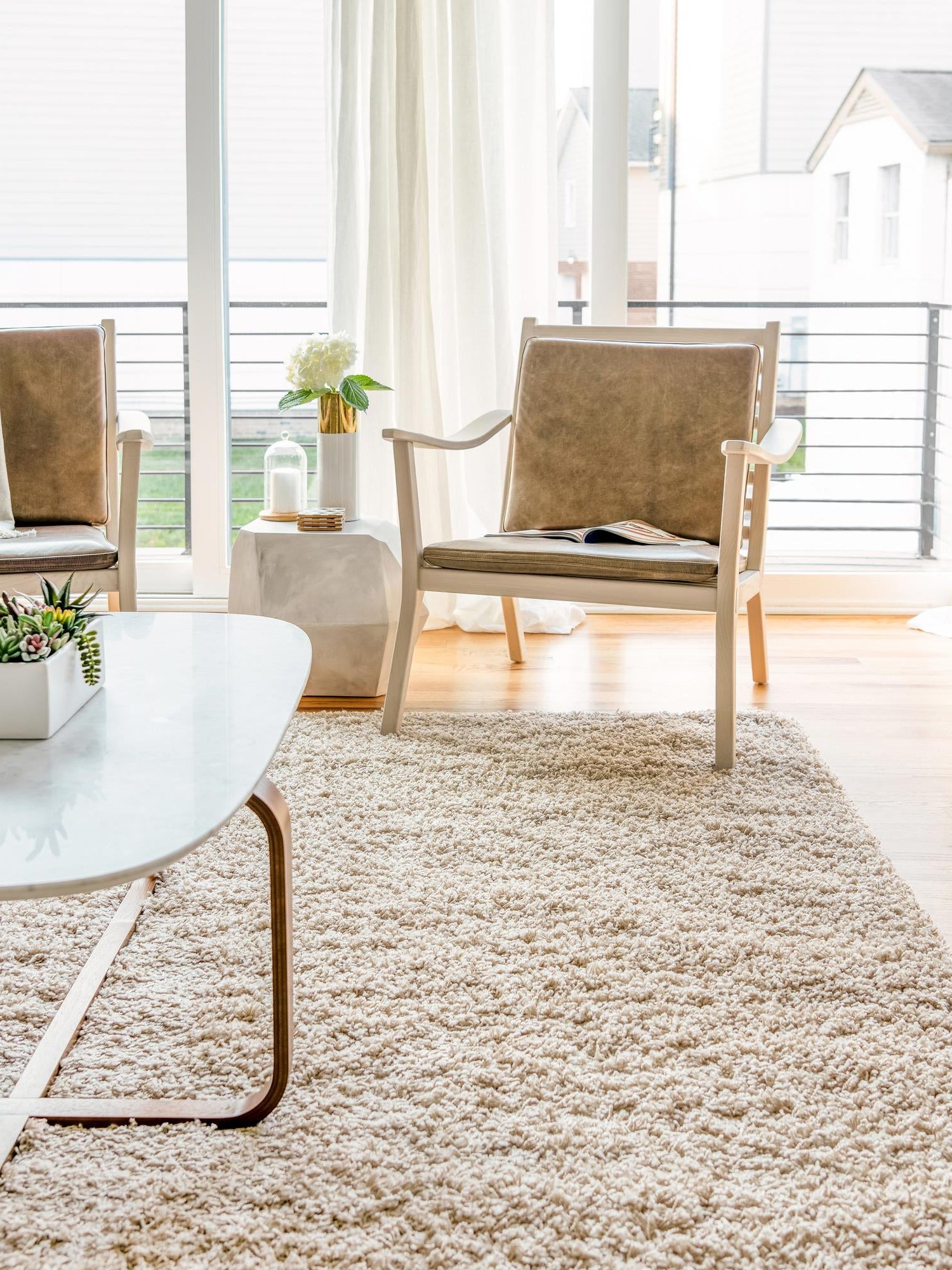 Taupe 7' 10 x 11' Solid Shag Rectangle Area Rug Thick Soft Touch Fluffy & Plush Shaggy Pile Durable Minimalist Carpet for Classic Interior Design for Sale at Rug Engine