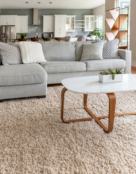 Taupe 7' 10 x 10' Solid Shag Rectangle Area Rug Thick Soft Touch Fluffy & Plush Shaggy Pile Discounted Clearance Final Sale Durable Minimalist Carpet for Classic Interior Design for Sale at Rug Engine