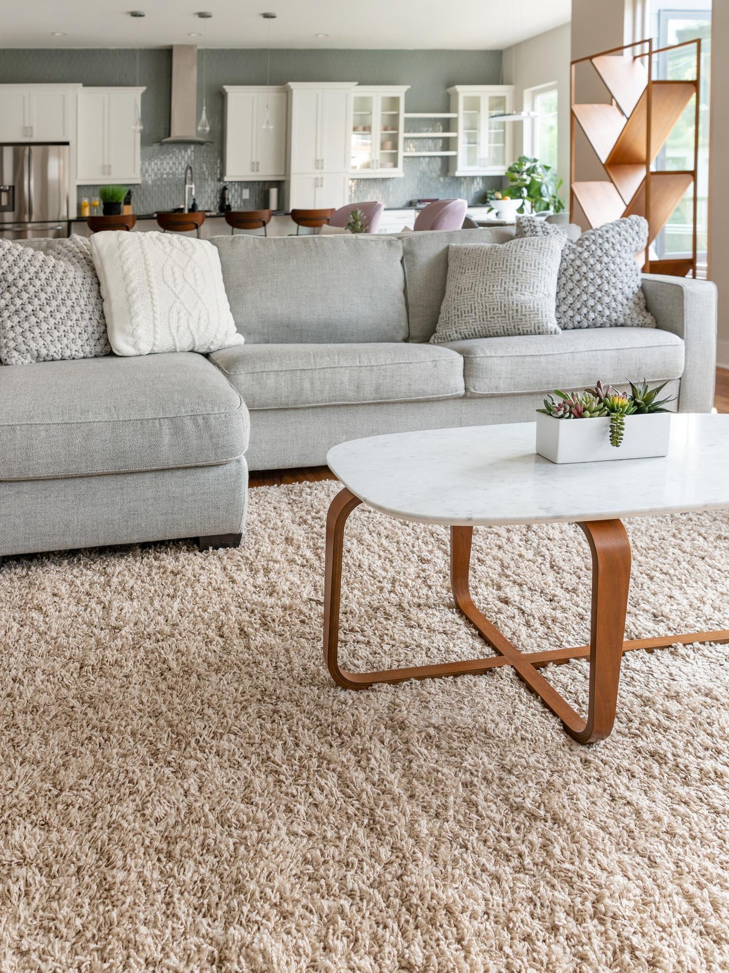 Taupe 7' 10 x 11' Solid Shag Rectangle Area Rug Thick Soft Touch Fluffy & Plush Shaggy Pile Durable Minimalist Carpet for Classic Interior Design for Sale at Rug Engine