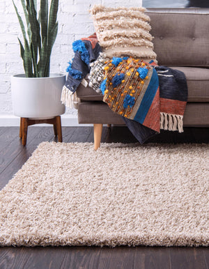 Taupe 5' 3 x 8' Solid Shag Rectangle Rug