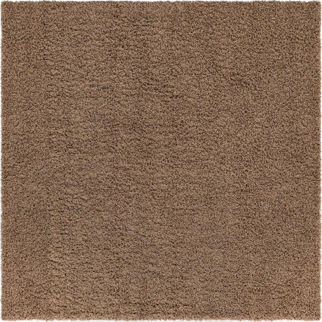Sandy Brown 7' 10 x 7' 10 Solid Shag Square Area Rug Thick Soft Touch Fluffy & Plush Shaggy Pile