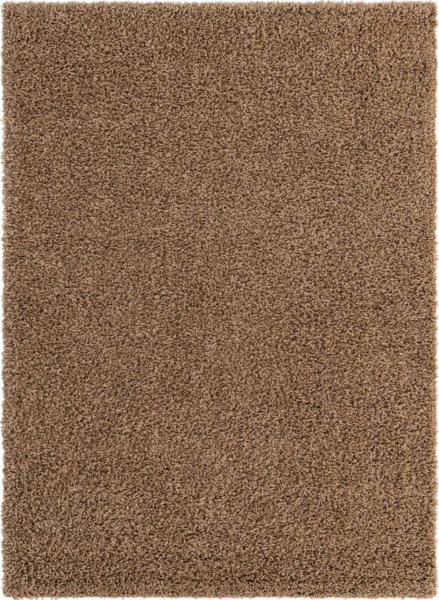 Sandy Brown 8' x 11' Solid Shag Rectangle Rug