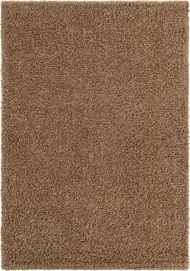 Sandy Brown 7' 1 x 10' Solid Shag Rectangle Area Rug Thick Soft Touch Fluffy & Plush Shaggy Pile