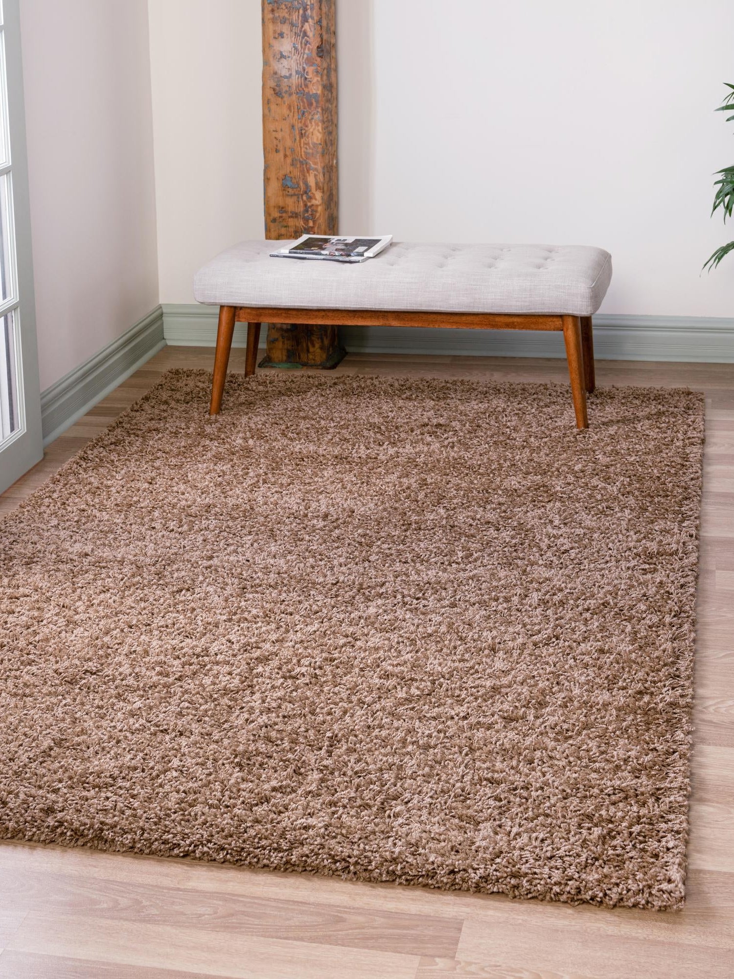 Sandy Brown 1' x 1' Solid Shag Sample Area Rug Thick Soft Touch Fluffy & Plush Shaggy Pile Durable Minimalist Carpet for Classic Interior Design for Sale at Rug Engine