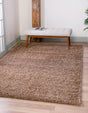 Sandy Brown 5' 1 x 8' Solid Shag Rectangle Rug