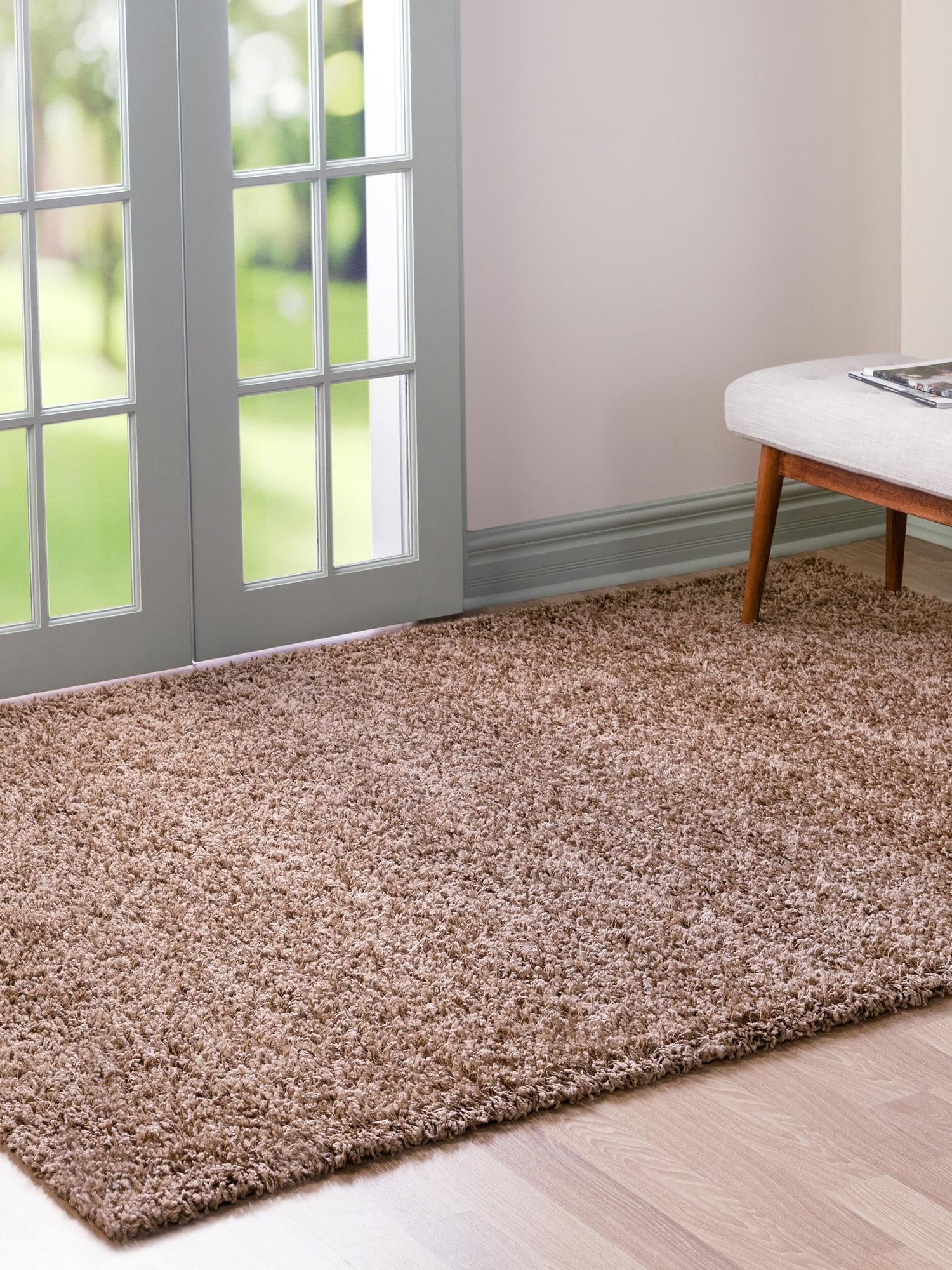 Sandy Brown 6' 1 x 9' Solid Shag Rectangle Area Rug Thick Soft Touch Fluffy & Plush Shaggy Pile