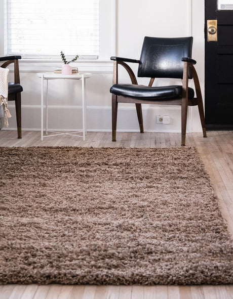 Sandy Brown 5' 3 x 8' Solid Shag Rectangle Area Rug Thick Soft Touch Fluffy & Plush Shaggy Pile Discounted Clearance Final Sale Durable Minimalist Carpet for Classic Interior Design for Sale at Rug Engine
