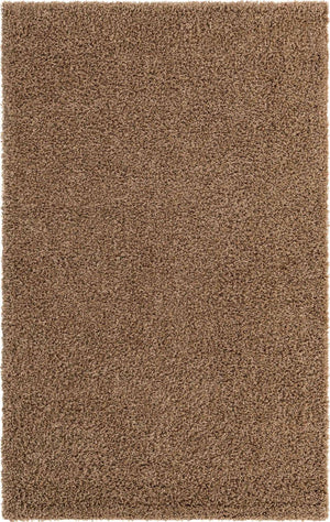Sandy Brown 5' 1 x 8' Solid Shag Rectangle Rug