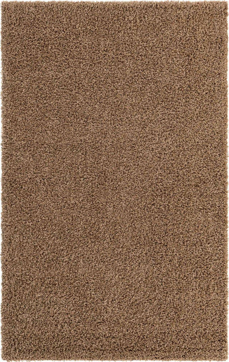 Sandy Brown 5' 1 x 8' Solid Shag Rectangle Rug