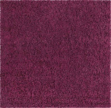 Eggplant Purple 7' 10 x 7' 10 Solid Shag Square Area Rug Thick Soft Touch Fluffy & Plush Shaggy Pile