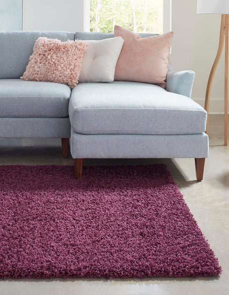 Eggplant Purple 6' 1 x 9' Solid Shag Rectangle Area Rug Thick Soft Touch Fluffy & Plush Shaggy Pile