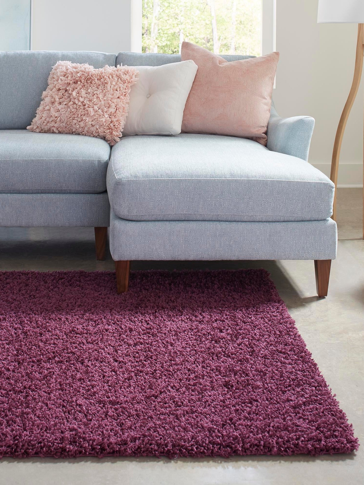 Eggplant Purple 5' 3 x 8' Solid Shag Rectangle Area Rug Thick Soft Touch Fluffy & Plush Shaggy Pile