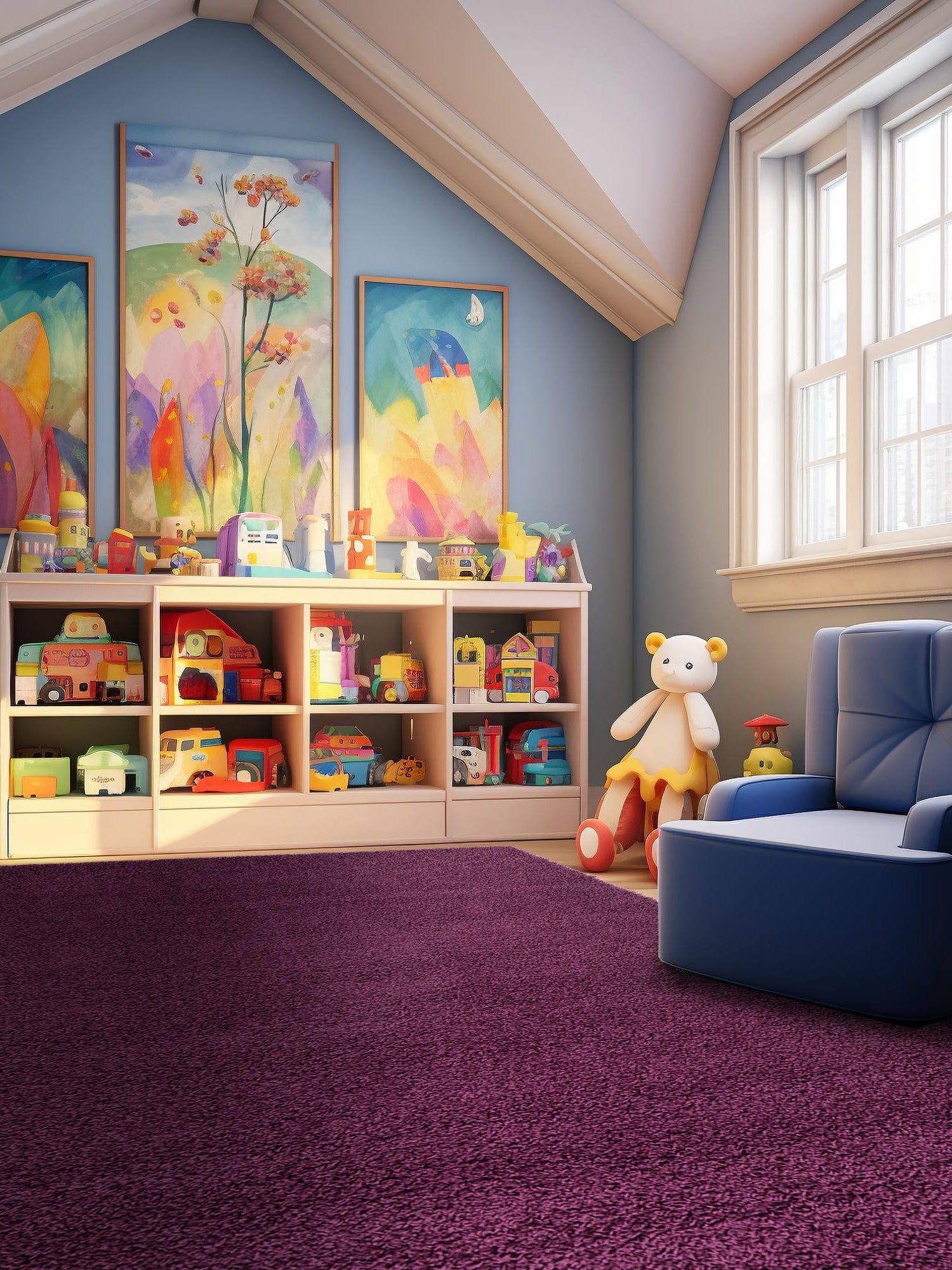 Eggplant Purple 5' 3 x 8' Solid Shag Rectangle Area Rug Thick Soft Touch Fluffy & Plush Shaggy Pile