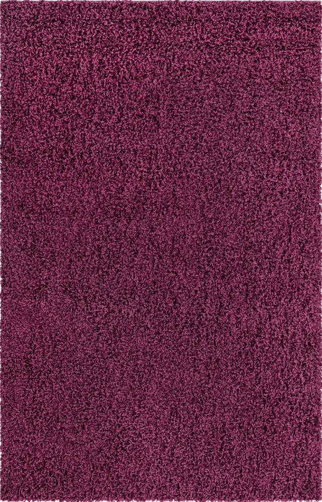 Eggplant Purple 5' 3 x 8' Solid Shag Rectangle Area Rug Thick Soft Touch Fluffy & Plush Shaggy Pile
