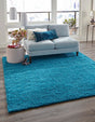 Turquoise 7' 10 x 7' 10 Solid Shag Square Area Rug Thick Soft Touch Fluffy & Plush Shaggy Pile Durable Minimalist Carpet for Classic Interior Design for Sale at Rug Engine