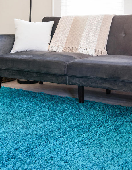 Turquoise 7' 10 x 10' Solid Shag Rectangle Area Rug Thick Soft Touch Fluffy & Plush Shaggy Pile