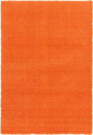 Tiger Orange 6' 1 x 9' Solid Shag Rectangle Area Rug Thick Soft Touch Fluffy & Plush Shaggy Pile