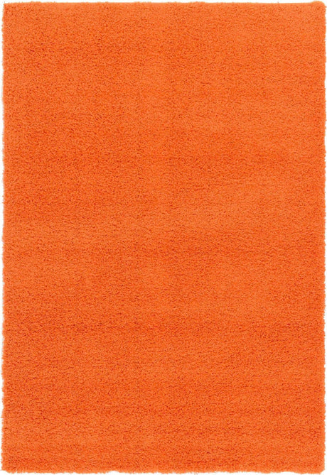 Tiger Orange 6' 1 x 9' Solid Shag Rectangle Area Rug Thick Soft Touch Fluffy & Plush Shaggy Pile