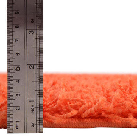 Tiger Orange 6' 1 x 9' Solid Shag Rectangle Area Rug Thick Soft Touch Fluffy & Plush Shaggy Pile Durable Minimalist Carpet for Classic Interior Design for Sale at Rug Engine