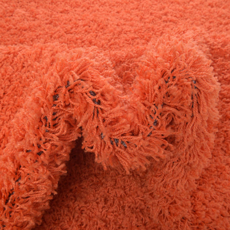 Tiger Orange 6' 1 x 9' Solid Shag Rectangle Area Rug Thick Soft Touch Fluffy & Plush Shaggy Pile Durable Minimalist Carpet for Classic Interior Design for Sale at Rug Engine