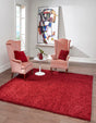 Cherry Red 7' 10 x 7' 10 Solid Shag Square Area Rug Thick Soft Touch Fluffy & Plush Shaggy Pile