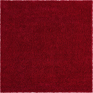 Cherry Red 7' 10 x 7' 10 Solid Shag Square Area Rug Thick Soft Touch Fluffy & Plush Shaggy Pile