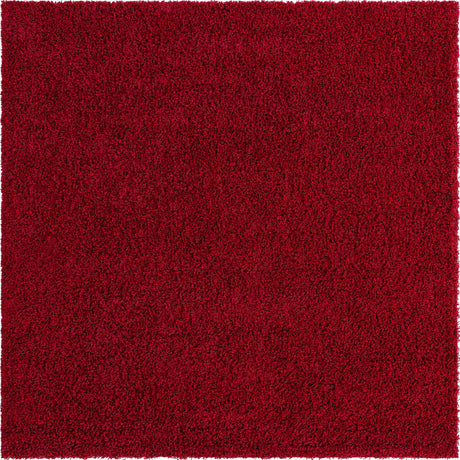 Cherry Red 7' 10 x 7' 10 Solid Shag Square Area Rug Thick Soft Touch Fluffy & Plush Shaggy Pile