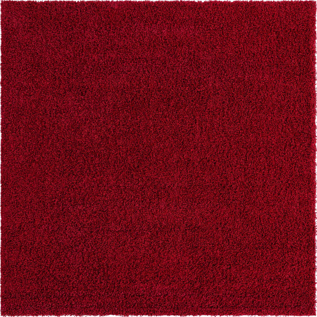 Cherry Red 7' 10 x 7' 10 Solid Shag Square Area Rug Thick Soft Touch Fluffy & Plush Shaggy Pile