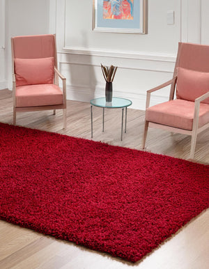 Cherry Red 5' 1 x 8' Solid Shag Rectangle Rug