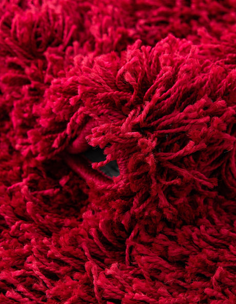 Cherry Red 5' 3 x 8' Solid Shag Rectangle Area Rug Thick Soft Touch Fluffy & Plush Shaggy Pile Discounted Clearance Final Sale