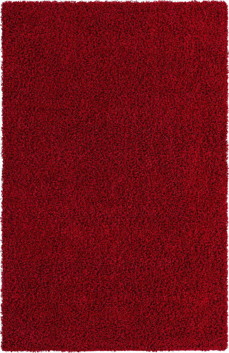 Cherry Red 5' 1 x 8' Solid Shag Rectangle Rug