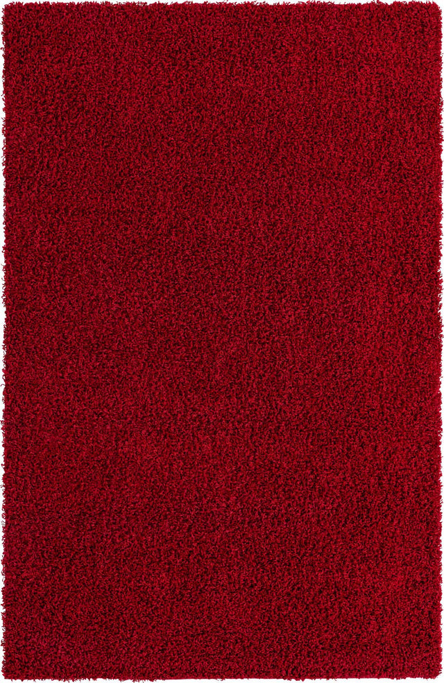 Cherry Red 5' 1 x 8' Solid Shag Rectangle Rug