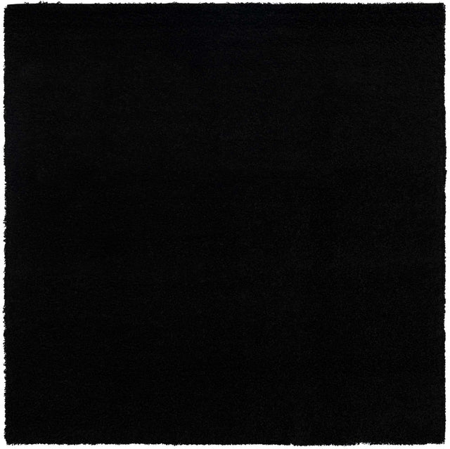 Jet Black 7' 10 x 7' 10 Solid Shag Square Area Rug Thick Soft Touch Fluffy & Plush Shaggy Pile
