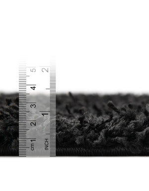 Jet Black 5' 1 x 8' Solid Shag Rectangle Rug